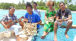 Pictured during the filming on Okeanos, from left: Joan Bwijtak, Alfredo Quiani, Carlon Zackhras, Patsy Glad and Anfernee Nenol Kaminaga. Photo: Kelly Lorennij.