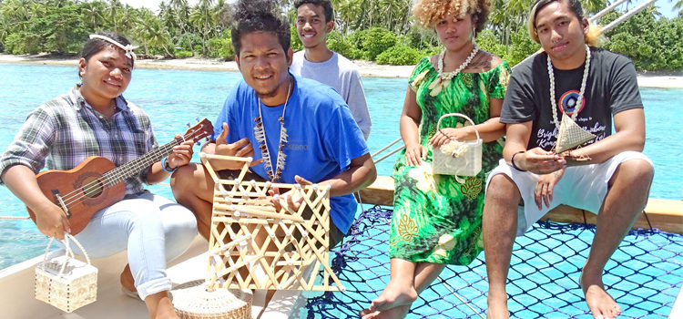 Pictured during the filming on Okeanos, from left: Joan Bwijtak, Alfredo Quiani, Carlon Zackhras, Patsy Glad and Anfernee Nenol Kaminaga. Photo: Kelly Lorennij. RMI uniqueness on display