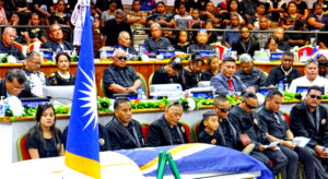 The late Vice Speaker Tomaki Juda was honored with a state funeral at Nitijela Monday this week. Photo: Hilary Hosia.