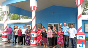 Public School System staff joined together to farewell departing Daishiro Taniguchi, who started as a JICA Volunteer for two years in Majuro and later spent three years working for the Public School System. Photo: Kelly Lorennij.