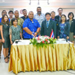 MIMRA Deputy Director Samuel Lanwi, Jr. (fifth from left, front) led the MIMRA team that signed an historic fisheries agreement with officials from the Fisheries Department in Thailand. Photo: Francisco Blaha.