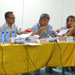 Nitijela Public Accounts Committee in action this week reviewing audits. From left, Senators Atbi Riklon, Alfred Alfred, Jr., Tony Aiseia, Vice Speaker Jejwarick Anton, and Chairman Bruce Bilimon. Photo: Hilary Hosia.
