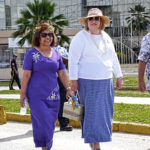 US Ambassador Karen Stewart, flanked by President Hilda Heine and First Gentleman Tommy Kijiner, Jr., led the Nuclear Victims Remembrance Day march through Majuro March 1. Photo: Kelly Lorennij.