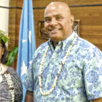 President Hilda Heine and FSM President David Panuelo in Pohnpei last week prior to the formal inauguration of the new FSM President. Photo: Richard Clark, Office of the FSM President.