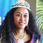 Miss Marshall Islands Billma Peter spoke Wednesday at the Marshall Islands Resort during an event with local media. She was crowned Miss Marshall Islands July 13 at a gala event at the International Conference Center. Photo: Hilary Hosia.