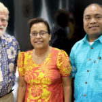 President Hilda Heine met recently with CANN’s Loyd Henion, left, and David Anitok, right, in Majuro.