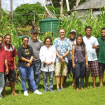 CMI Land Grant Director Stanley Lorennij, right, with research and extension staff at the Arrak Campus in Majuro. Photo: Kelly Lorennij.