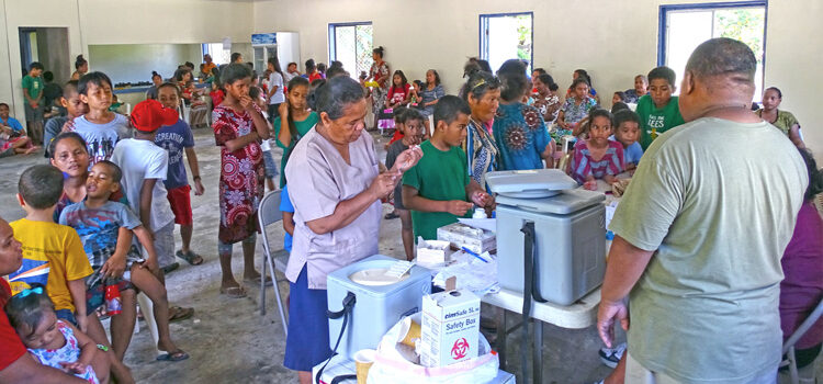 Residents line up for shots