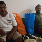 Safe after a six-week, 1,000 mile drift from Kwajalein Atoll to Namoluk Atoll in the Federated States of Micronesia, from left: Godfrey Capelle and Benjamin Thomas. This photo was taken earlier this week after the they arrived on Weno, the capital of Chuuk state. They are awaiting repatriation to the Marshall Islands.
