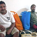 Safe after a six-week, 1,000 mile drift from Kwajalein Atoll to Namoluk Atoll in the Federated States of Micronesia, from left: Godfrey Capelle and Benjamin Thomas. This photo was taken earlier this week after the they arrived on Weno, the capital of Chuuk state. They are awaiting repatriation to the Marshall Islands.