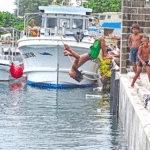 While blue Monday is a thing here in Majuro, a gang of Uliga boys was busy practicing their back flips and diving skills at Uliga Dock, showing that the younger generation isn’t phased by Mondays. Photo: Eve Burns.