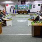 The Nitijela opening ceremony in early August. President David Kabua, at the speaker’s podium (far left) addresses the nation. Photo: Eve Burns.