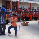 These gentlemen show that they had the right spirit for World Teachers’ Day at Laura Elementary School on October 5. Photo: Eve Burns.