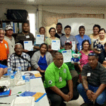 Some of the Ebeye participants who were trained in Mental Health First Aid by MIEPI and the Ministry of Health and Human Services representatives.