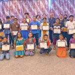 President David Kabua and Taiwan Ambassador Jeffrey Hsiao, back center, joined with students at the Taiwan–RMI Presidents’ Scholarship Fund awards ceremony at the Marshall Islands Resort October 30.