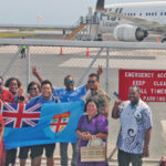 Amata Kabua International Airport took on a festive air last Friday for the arrival of a special Fiji Airways charter flight. Virtually the entire local Fiji community was on hand to greet the plane and some were ticketed to fly back to Fiji on the return flight.