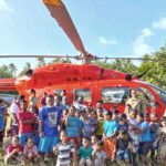A medical evacuation by Army helicopter of two pregnant women, an elderly man and a child from Lib Island