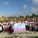 Two long lines of participants was formed on Delap Field during the World Cancer Month event for a final dance to support the cancer community that brought smiles to everyone’s faces. Photo: Bolden Elanzo.