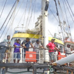 Marshall Islands Shipping Corp. and Okeanos crew and others on board the SV Kwai before a test-run sail as part of a training program last week.