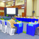 A Marshall Islands Mayors Association session at the International Conference Center. Many different ministries and agencies meet with the mayres during the week. Photo: Eve Burns.