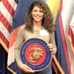 Teia Chutaro after she signed up and took the oath to begin the process of becoming a Marine recruit. The venue is the Military Entrance Processing Station (MEPS) in Honolulu.
