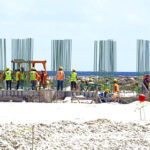 More than just landfill is beginning to take shape at the Jenrok ocean side area, with hardworking Pacific International Inc. workers putting in foundations of what will become a track and field area as well as a baseball field replete with bleachers. Photo: Wilmer Joel.