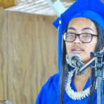 Assumption High School’s valedictorian Micah Agustin spoke during the recent graduation ceremony at the Majuro school. Photo: Wilmer Joel.