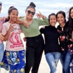 These six Ebeye-based basketball players are joining with five Kwajalein girls who live in Majuro to make up Team Kwajalein for this month’s Ralik Ratak National Championships. From left: Lima Lelet, Talynn Almen, Konelila Tagoilelagi, Esania Latdrik, Verlynn Lorok, and Tañir Lana Kabua. Photo: Eve Burns.