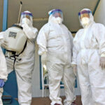Majuro hospital staff in full personal protection gear ready for action as part of Covid preparedness.