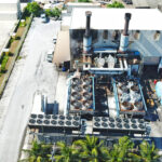 A drone photograph shows the MEC’s power plant number two, with Delap Dock in the background. Photo: Tyler Milne.