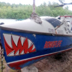 The specially designed paddling boat used by American paralympic paddler Angela Madsen washed up in Mili Atoll in late October, 16 months after Madsen was located by the US Coast Guard dead in the water about 1,100 miles into her voyage from California to Hawaii. Photo: Benjamin Chutaro.