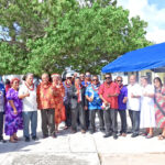 Ejit Island VIPs joined with President David Kabua and First Lady Ginger Kabua during their visit to the small island December 5 for Gospel Day service at the Ejit Protestant Church. Photo: Wilmer Joel.