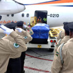 Kwajalein Atoll Local Government police honored their late colleague Officer II Shicko Luke as his coffin arrived at Kwajalein from Majuro Wednesday February 2