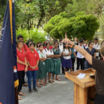 US Ambassador Roxanne Cabral speaks to students from various Majuro high schools during an art exhibit she hosted at her residence recently
