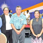 Supporting the rollout of the Protected Area Network program at last week’s launch at the ICC are, from left: EPA General Manager Moriana Phillip, MIMRA Deputy Director Florence Edwards, Minister John Silk, Secretary Iva Reimers-Roberto, MICS Director Dolores deBrum-Kattil. Photo: Eve Burns.