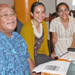 Some of the attendees at the first Jo-Jikum and RMI Climate Change Directorate weekly climate webinar. It runs for five weeks on Fridays, with a Zoom component for people off island interested to participate. Photo: Eve Burns.