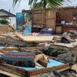 Zilla Luther’s house in Jenrok was destroyed by strong winds during a storm June 29. Photo: Hilary Hosia.