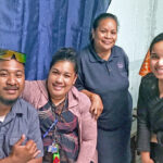 The last person to register to vote Friday December 30 was Cloritha Kinebal, center, who is pictured here with Electoral Administration staff, from left: Matthew Jr. Leban, Jill-Ann J. Momotaro, Ruth Graham and Chief Electoral Officer Ben Kiluwe. Photo: Hilary Hosia.