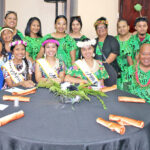 National Nuclear Commission Chairman Alson Kelen, seated right, was joined by three of the Miss Marshall Islands pageant team — Miss Utrok Berlida deBrum, first runner up Miss Likiep Carnie Reimers and Miss Ebon Ellen Chong Gum — and organizers of the Nuclear Survivors Remembrance Day commemoration ceremony last Wednesday at the ICC. Photo: Wilmer Joel.