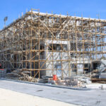The pavilion for spectators to watch track and field events is a work in progress at the new sports facility at Jenrok in Majuro. Photo: Wilmer Joel.