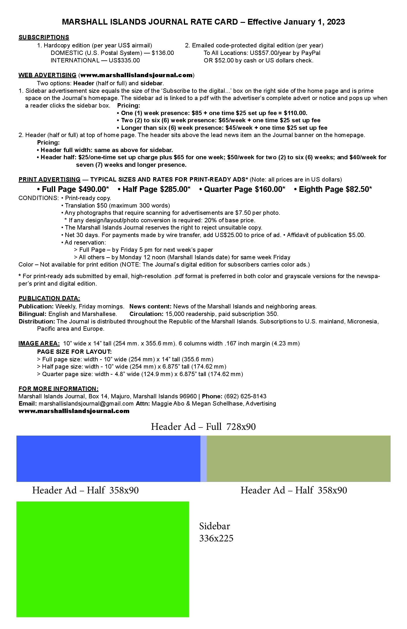 tabloid rate card, 1-2023
