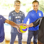 Head Volleyball Coach Francis Vicente, second from left, with volleyball assistants Kevin Harkey, Pranson Eliou and Jason Sam at Toeak. Photo: Hilary Hosia.