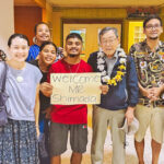 Photojournalist Shimada Kousei, with lei, was welcomed on arrival at Amata Kabua International Airport by members of the National Nuclear Commission and the Japanese community. Photo: Chewy Lin.
