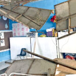 The damaged Ebeye kindergarten classroom minutes after the ceiling caved in. No on was in the classroom at the time.