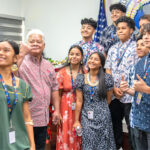 Northern Marianas Governor Arnold Palacios with JSA Summer Program students. RMI’s Nia Wase is in the front, center.