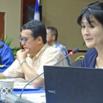 The Japan plan to dispose of waste water in the Pacific Ocean from the Fukushima nuclear power plant was on the agenda for the Marshall Islands Mayors Association last Saturday. Yukiko Hata, Director for International Issues/Waste Management of Fukushima Daiichi Nuclear Power Station, Nuclear Accident Response Office, Ministry of Economy, Trade and Industry, and Japan Ambassador Kazunari Tanaka met with the mayors to discuss the imminent start to the program. Assistant Secretary of Internal Affairs Antari Elbon is to the left of the ambassador. Photo: Hilary Hosia.