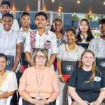 At the Student Government Association ceremony, seated from left SGA Advisor Meyar Laukon, CMI President Dr. Irene Taafaki, CMI Vice-President Dr. Elizabeth Switaj, and former SGA President Faith Lanwi. At the back are the new SGA officers.