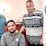At the signing ceremony, from left: MIMRA Director Glen Joseph, MIMRA Legal Counsel Laurence Edwards, II, and Micronesia Conservation Trust Executive Director Willy Kostka.