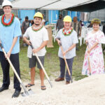 At the WAM groundbreaking ceremony, from left: Mayor Ladie Jack, US Embassy Chargé Lance Posey, Mayo Jack, Australian Embassy Chargé Derek Taylor, Acting President Kitlang Kabua, and WAM board member Hatty Kabua. Photo: US Embassy.