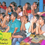 MIHS bench: Huge turnouts of fans for both the girls and boys high school championship games last week generated cheers, clapping, honking and dancing from the sidelines. Pictured here is the MIHS cheering section for the girls game against Majuro Coop School. Photo: Wilmer Joel.